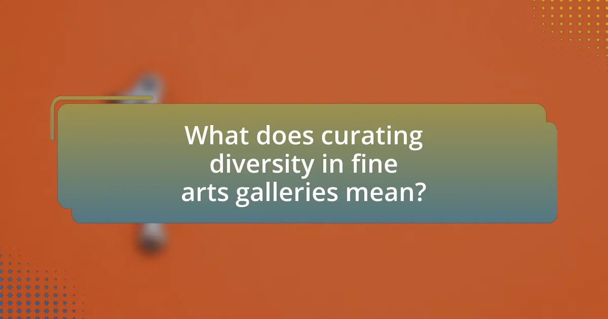 What does curating diversity in fine arts galleries mean?
